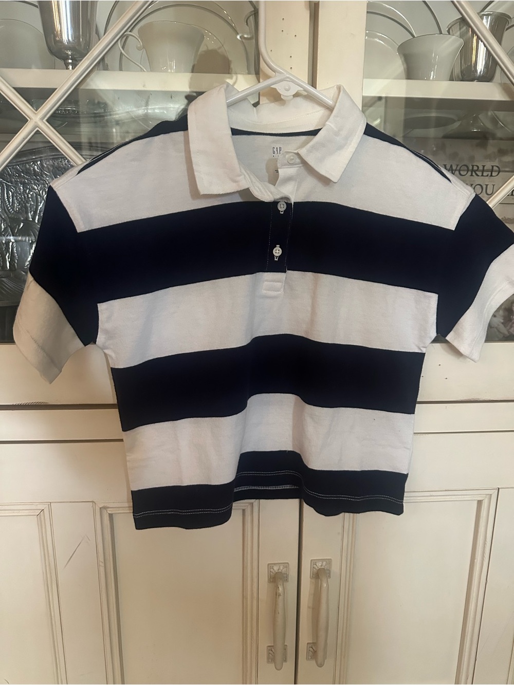 GAP Striped Polo Shirt - Navy & White